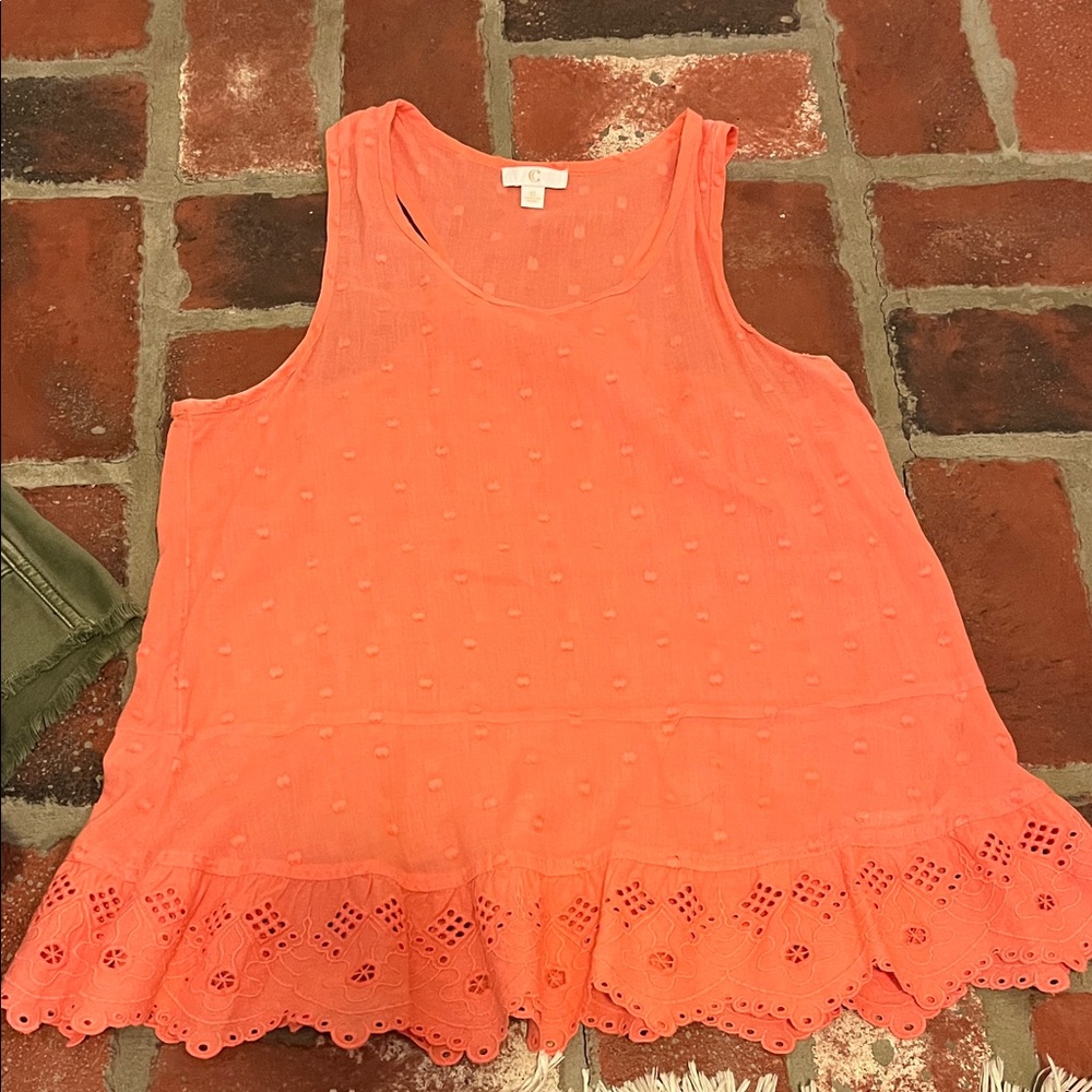 Charming Charlie Coral Eyelet Tank Top